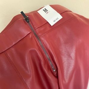 Red faux leather leggings